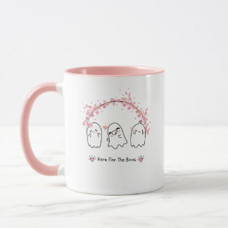 Taza rosa de Halloween de flor de cerezo fantasma 
