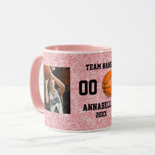 Taza Rosa de oro de Collage de fotos de baloncesto