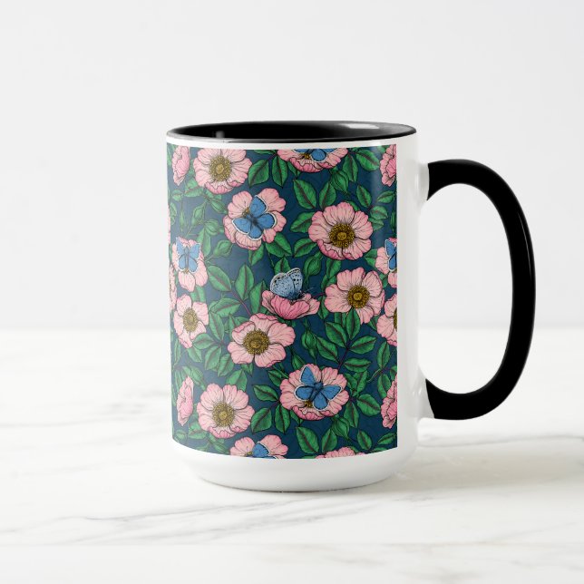Taza Rosa de perro y mariposas (Derecha)