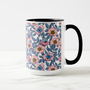 Taza Rosa de perro y mariposas