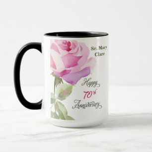 Taza Rosa del Jubileo del 70º Aniversario con Nombre Pe
