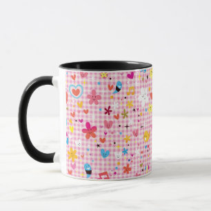 Taza rosa del modelo del dibujo animado de la diversió