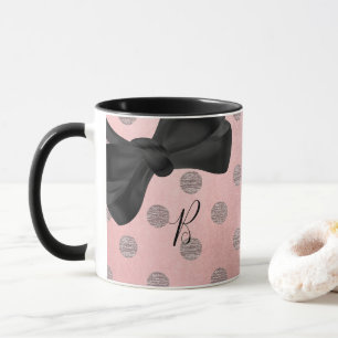 Taza Rosa Dorado Rosa Brillo Glam Lunares Moderno Chic