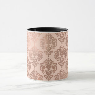Taza Rosa Dorado Rubor Rosa Glam Damask Moderno