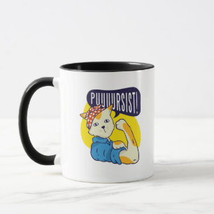 Taza Rosa feminista divertida Riveter CAT PERSISTE
