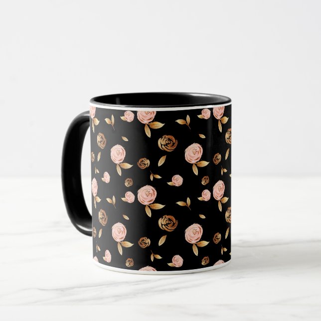 Taza Rosa Floral Gold (Anverso izquierdo)