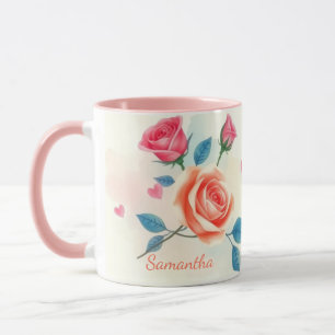 Taza Rosa floral y deslumbramiento cardiaco