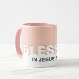 Taza Rosa Moderno BENDIDO En Nombre De Jesús Mug Cristi