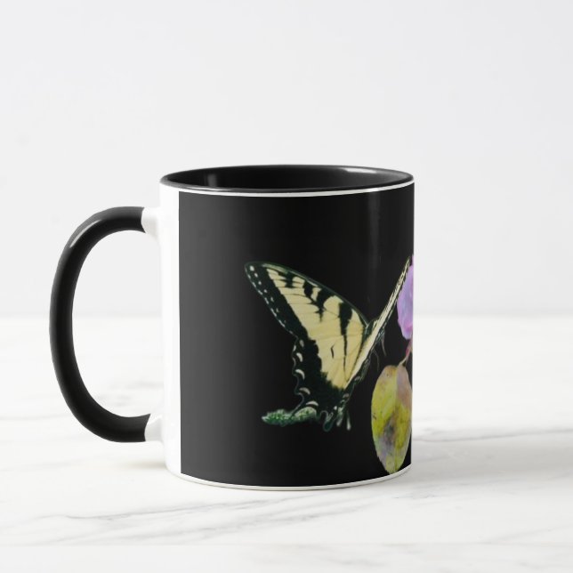 Taza Rosa morado de mariposa negra (Izquierda)