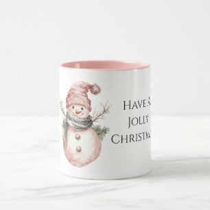 Taza Rosa Navidades de oro Snowman