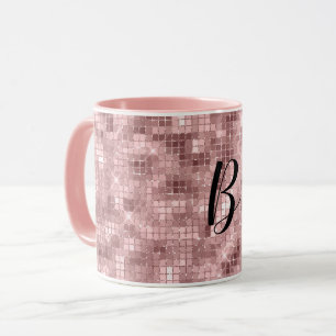 Taza Rosa Oro de Lujo Brillante con Destellos