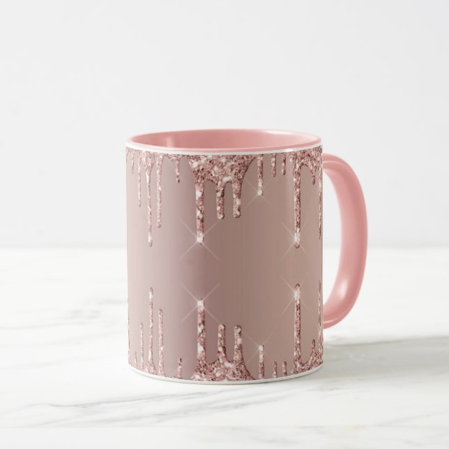 Taza Rosa Oro Purpurina Rubor Café Mug Gift (Anverso derecho)