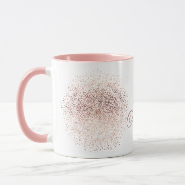 Taza Rosa personalizado Navidades de copos de nieve caf (Izquierda)