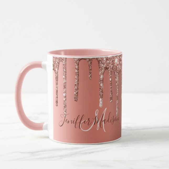 Taza Rosa personalizado Purpurina de oro Drily Luxury  (Izquierda)
