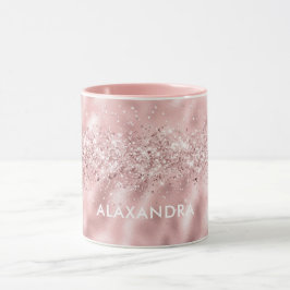 Taza Rosa Purpurina de oro Moda de nombre personalizado