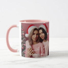 Taza Rosa Retro Lésbico Feliz y Brillante | Foto person