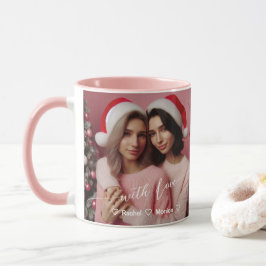 Taza Rosa Retro Lésbico Feliz y Brillante | Foto person