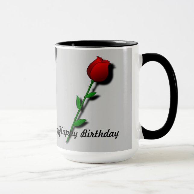 Taza Rosa Roja "Feliz cumpleaños" (Derecha)