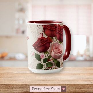 Taza Rosa roja personalizada