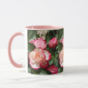 Taza Rosa Roja y Blanca Flor Floral Rosas