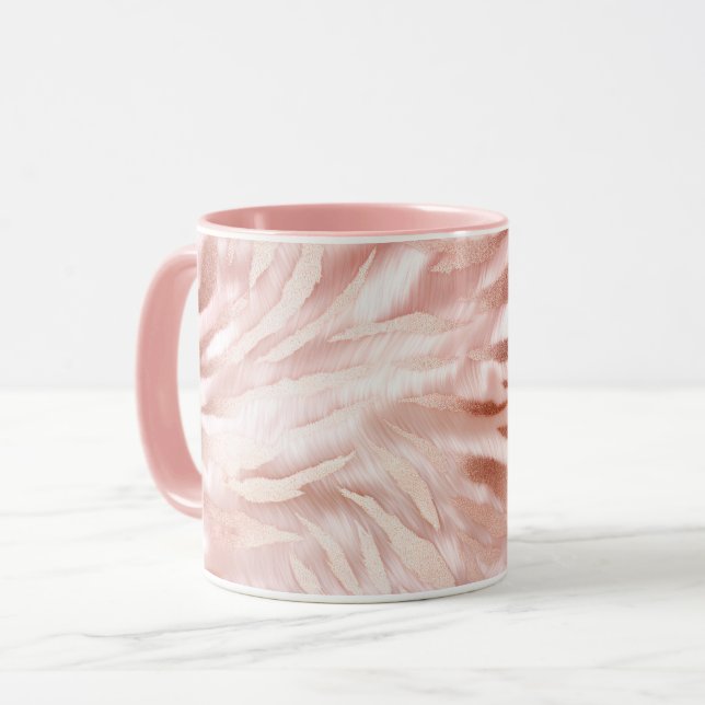 Taza Rosa Rubor rosa Zebra Animal (Anverso izquierdo)