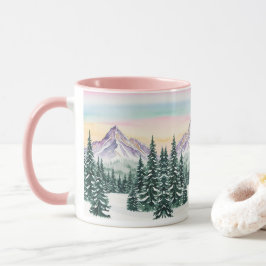 Taza rosa simple Navidad Moderna nieve de pino Aurora