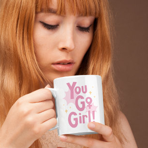 Taza rosa ¡Tú puedes chica! Taza de café inspira