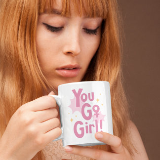 Taza rosa ¡Tú puedes chica! | Taza de café inspira