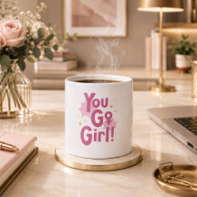 Taza rosa ¡Tú puedes chica! | Taza de café inspira