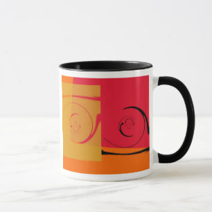 Taza Rosa vintage, naranja, amarillo, negro retro art d