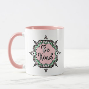 Taza Rosa y verde de menta