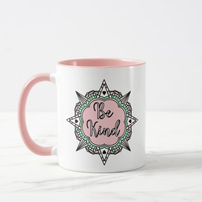 Taza Rosa y verde de menta (Izquierda)