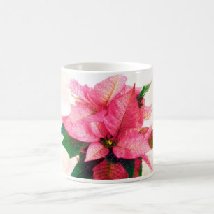 Taza rosada bonita del Poinsettia