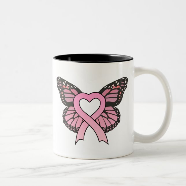Taza rosada de la mariposa del corazón de la cinta (Derecha)