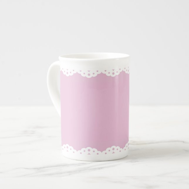 Taza rosada de la porcelana de hueso del ajuste (Izquierda)