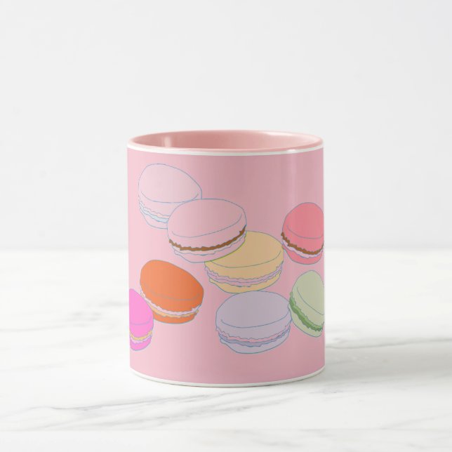 Taza rosada de Macaron Coffeee del francés (Centro)