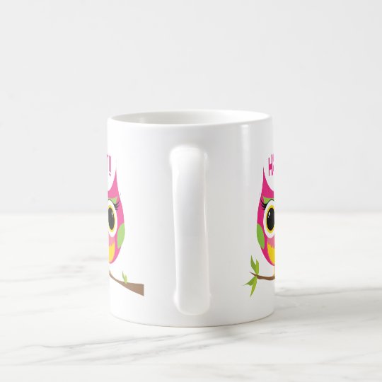 Taza rosada del búho