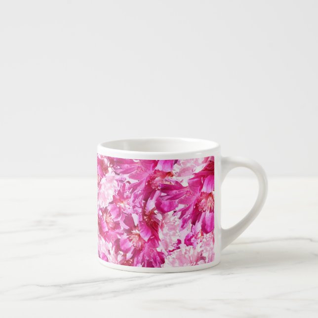 Taza rosada del café express de la flor de los (Derecha)