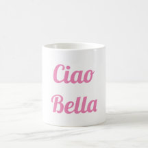 Taza rosada del Ciao Bella