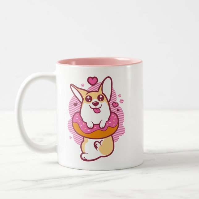 Taza rosada del Corgi del buñuelo