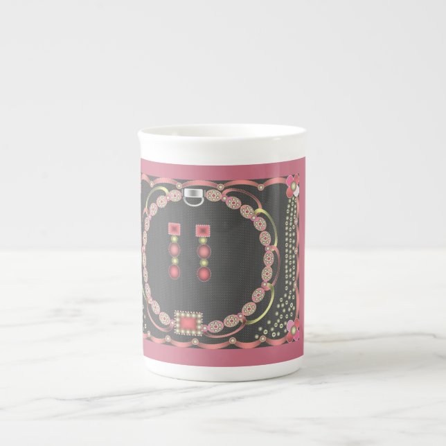 Taza rosada del diseño de la joya (Frente)