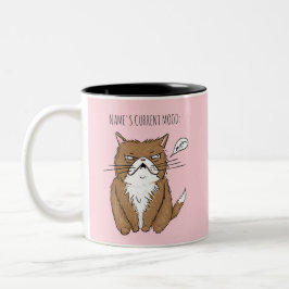 Taza rosada del gato de Meh del humor actual