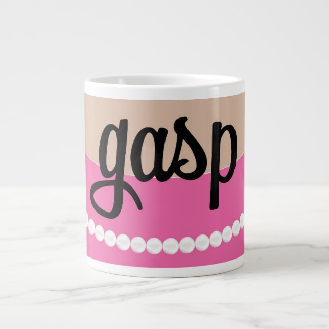 Taza rosada del jumbo de las perlas del *Gasp y (Frente)