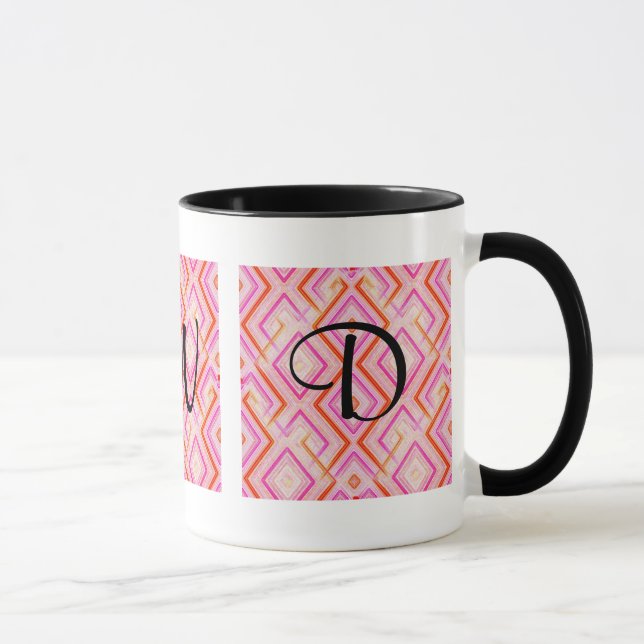 Taza rosada del monograma de Deco (Derecha)