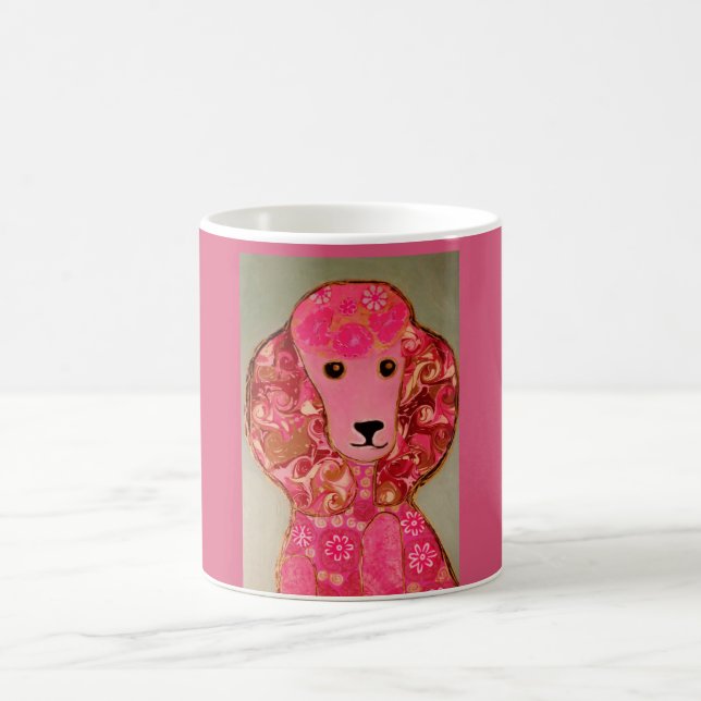 Taza rosada del perro de caniche (Centro)