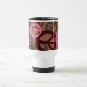 Taza rosada del viaje de los signos de la paz