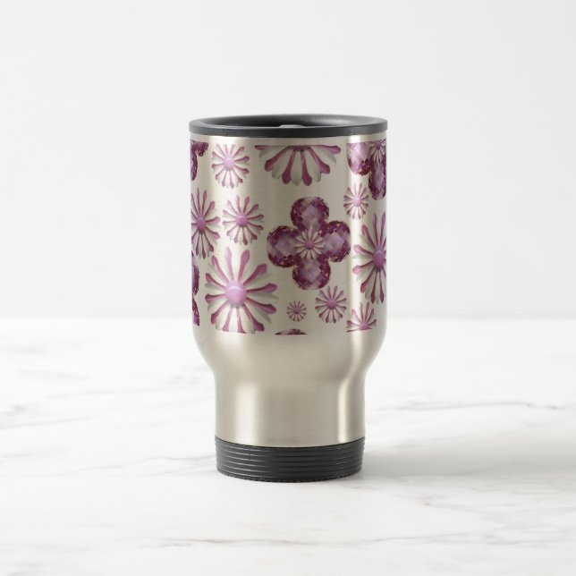 TAZA ROSADA DEL VIAJE DEL CAFÉ DE LA FLOR BLING (Centro)