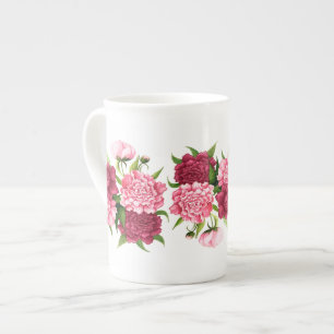 Taza rosada elegante de la porcelana de hueso de