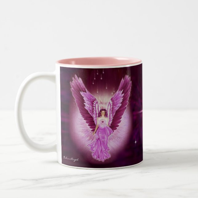 Taza rosada gloriosa del ángel del zafiro (Izquierda)