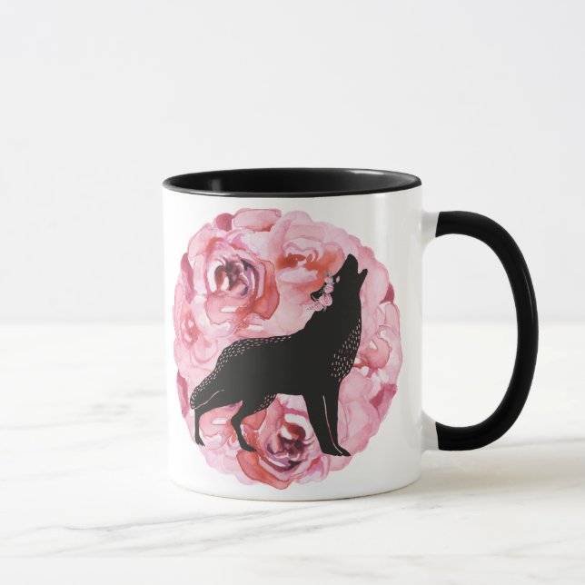 Taza rosada oscura de los rosas del lobo negro (Derecha)